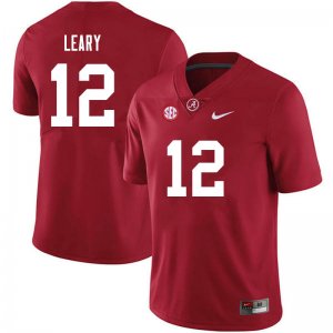 NCAA Men's Alabama Crimson Tide #12 Christian Leary Stitched College 2021 Nike Authentic Crimson Football Jersey SH17N85GZ